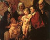 雅各布约尔当斯 - The Holy Family with St.Anne, the Young Baptist and his Parents